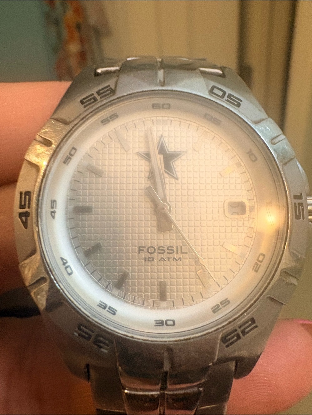 Fossil Silver-Tone Textured Dial Men's Watch